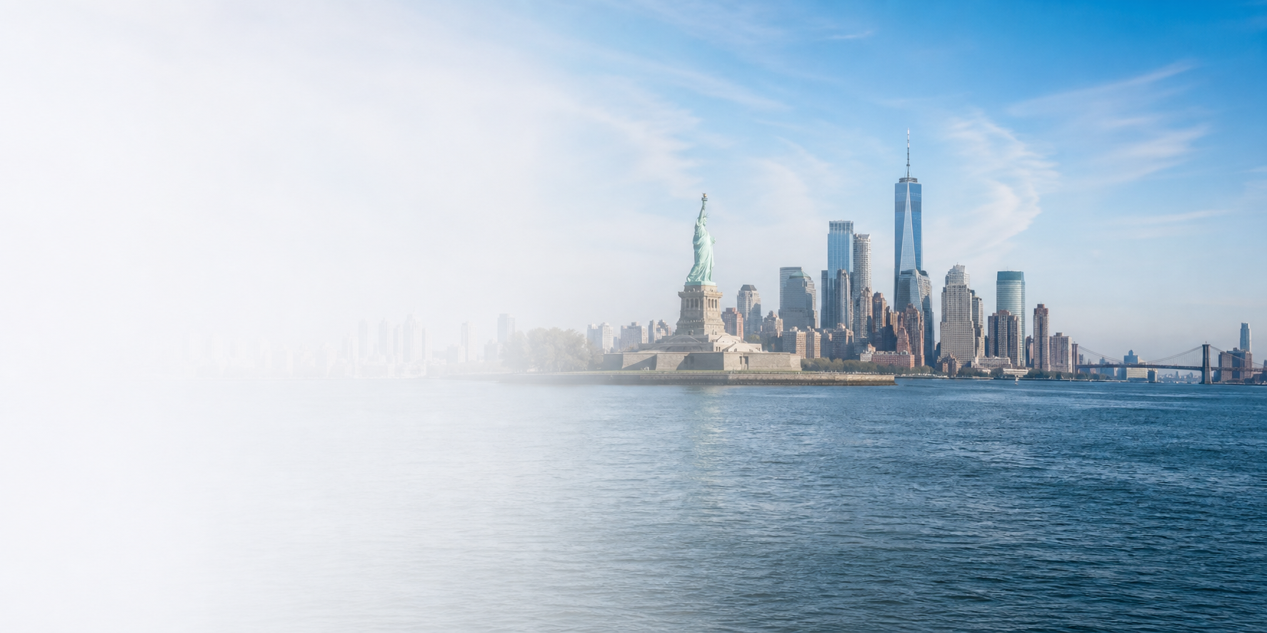 New York City skyline and Statue of Liberty